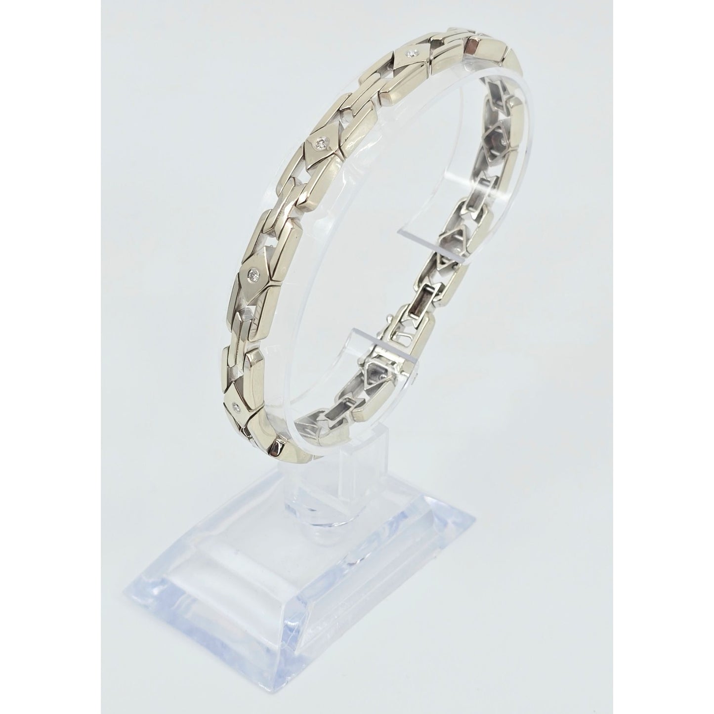 14K White Gold Diamond Custom Link Bracelet