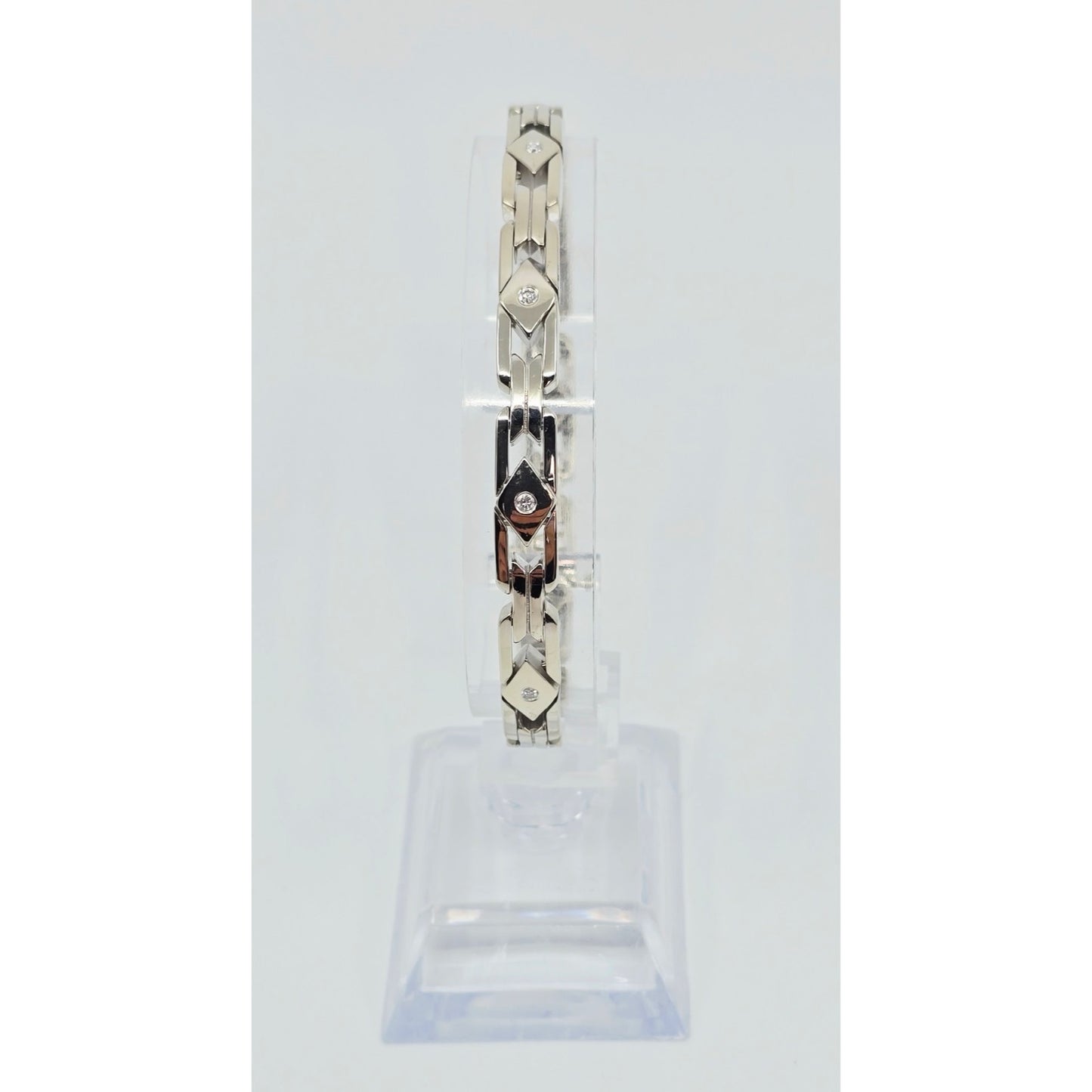 14K White Gold Diamond Custom Link Bracelet