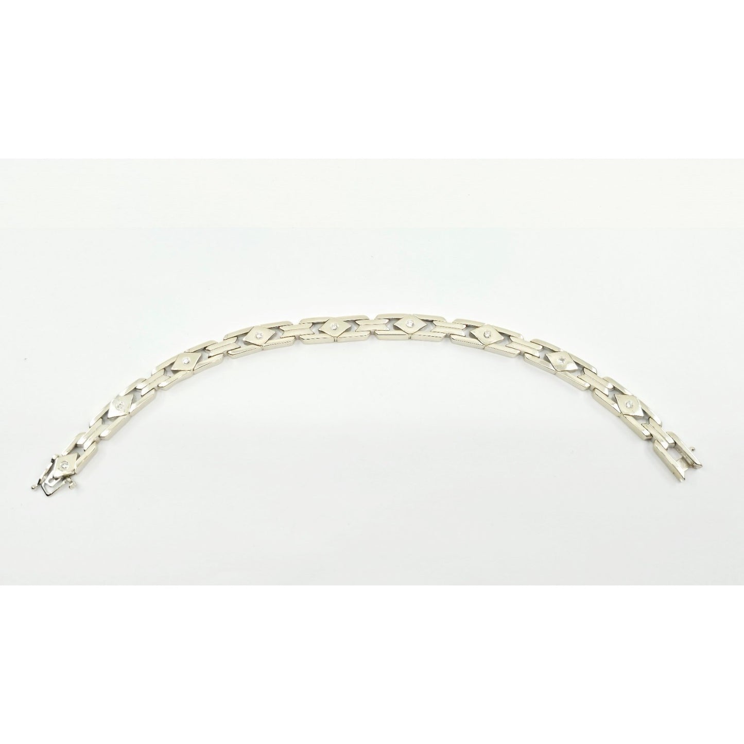 14K White Gold Diamond Custom Link Bracelet