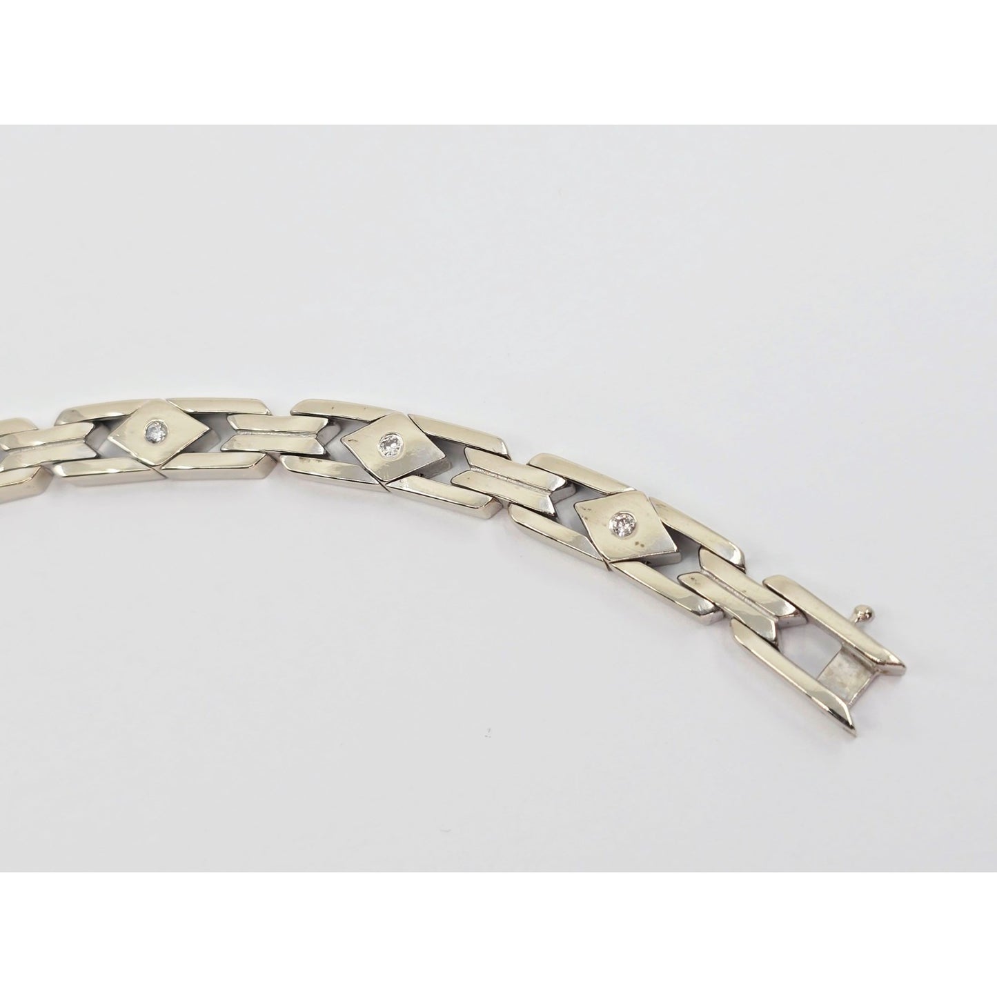 14K White Gold Diamond Custom Link Bracelet