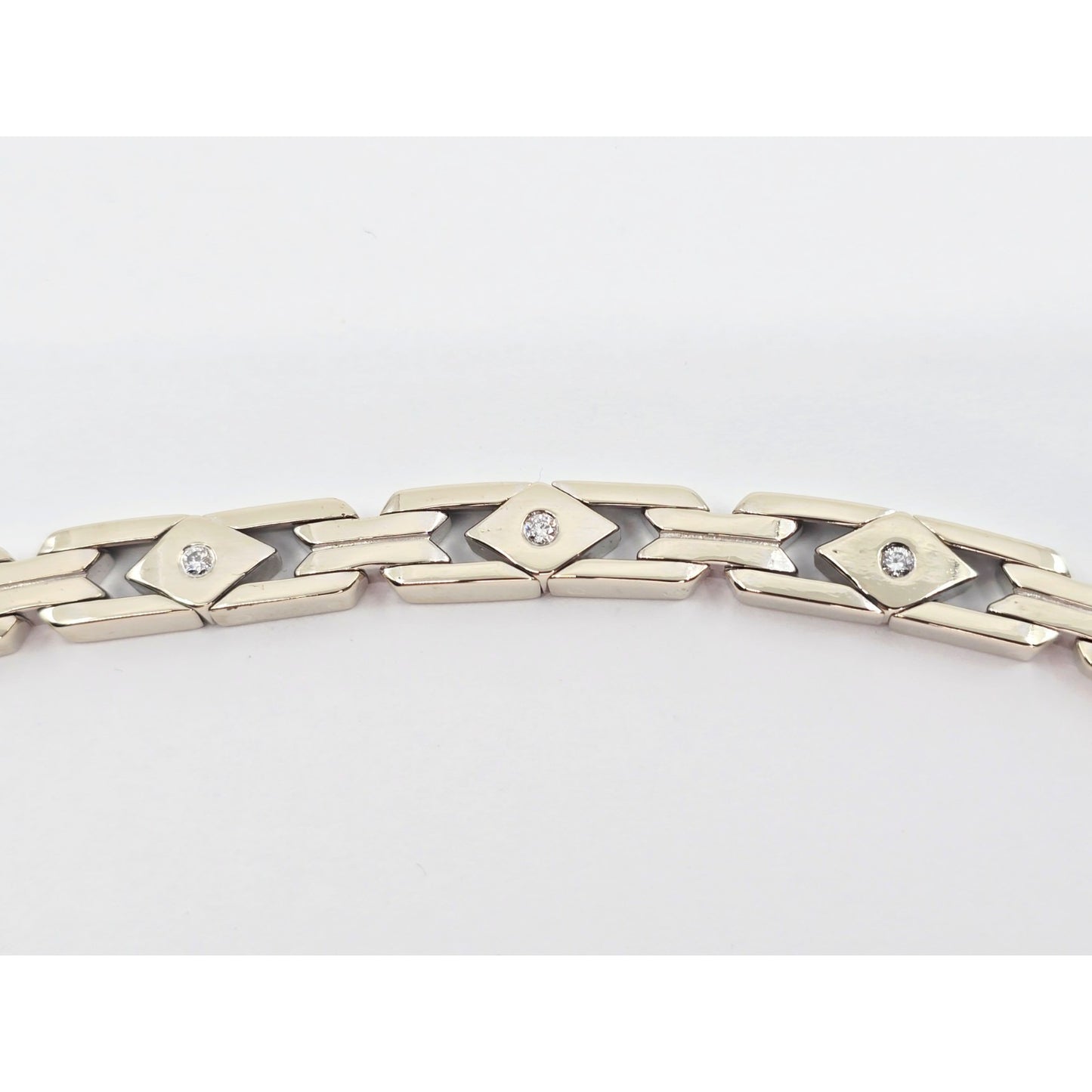 14K White Gold Diamond Custom Link Bracelet