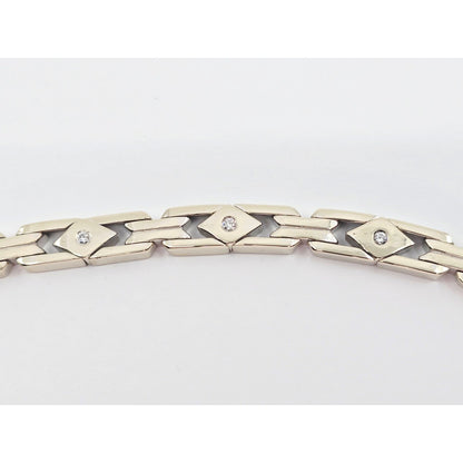 14K White Gold Diamond Custom Link Bracelet