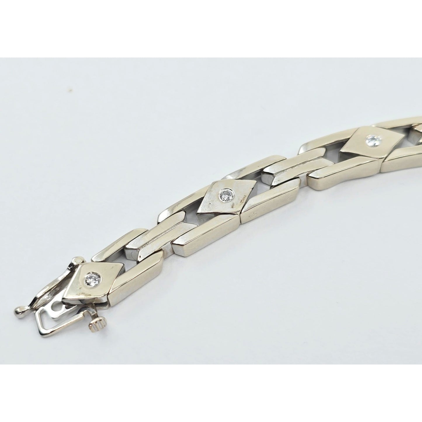 14K White Gold Diamond Custom Link Bracelet
