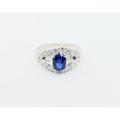 18K White Gold Sapphire & Diamond Ring