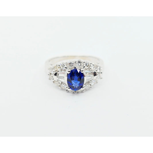 18K White Gold Sapphire & Diamond Ring