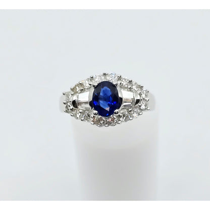 18K White Gold Sapphire & Diamond Ring