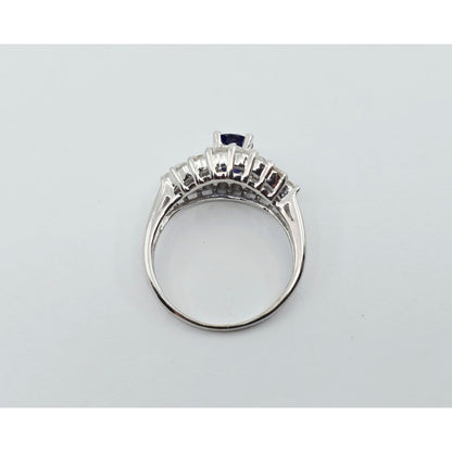 18K White Gold Sapphire & Diamond Ring