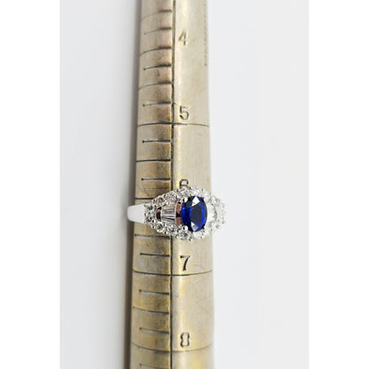 18K White Gold Sapphire & Diamond Ring