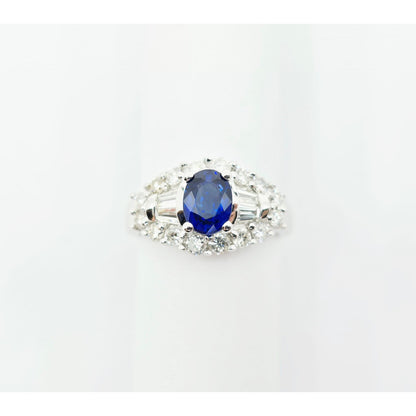18K White Gold Sapphire & Diamond Ring