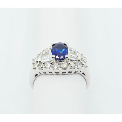 18K White Gold Sapphire & Diamond Ring