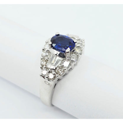 18K White Gold Sapphire & Diamond Ring