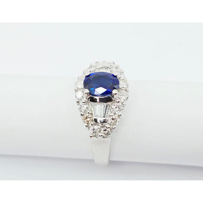 18K White Gold Sapphire & Diamond Ring