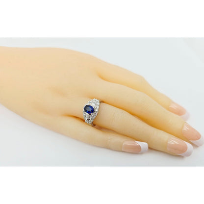18K White Gold Sapphire & Diamond Ring