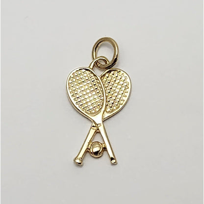 14K Yellow Gold 3D Tennis Racket Charm Pendant