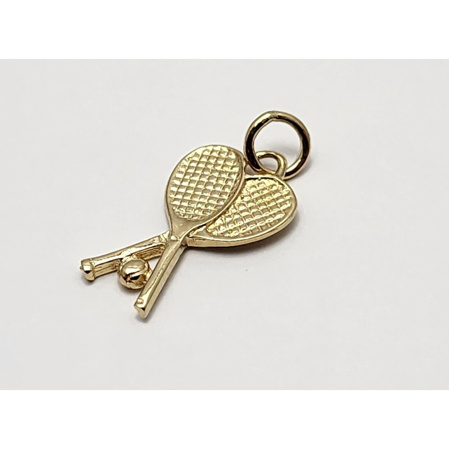 14K Yellow Gold 3D Tennis Racket Charm Pendant