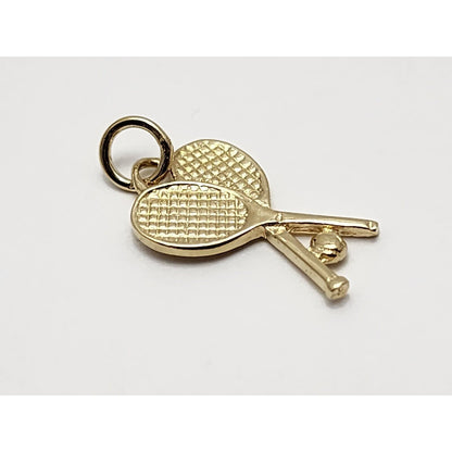 14K Yellow Gold 3D Tennis Racket Charm Pendant