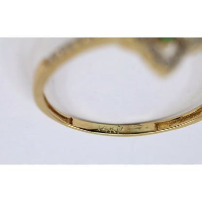 Thin 14K Yellow Gold Multi Colored Stone & CZ Floral Ring