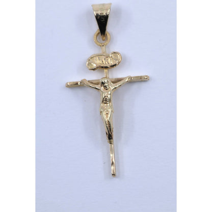 10K Yellow Gold Religious Jesus on Cross Charm Pendant
