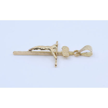 10K Yellow Gold Religious Jesus on Cross Charm Pendant