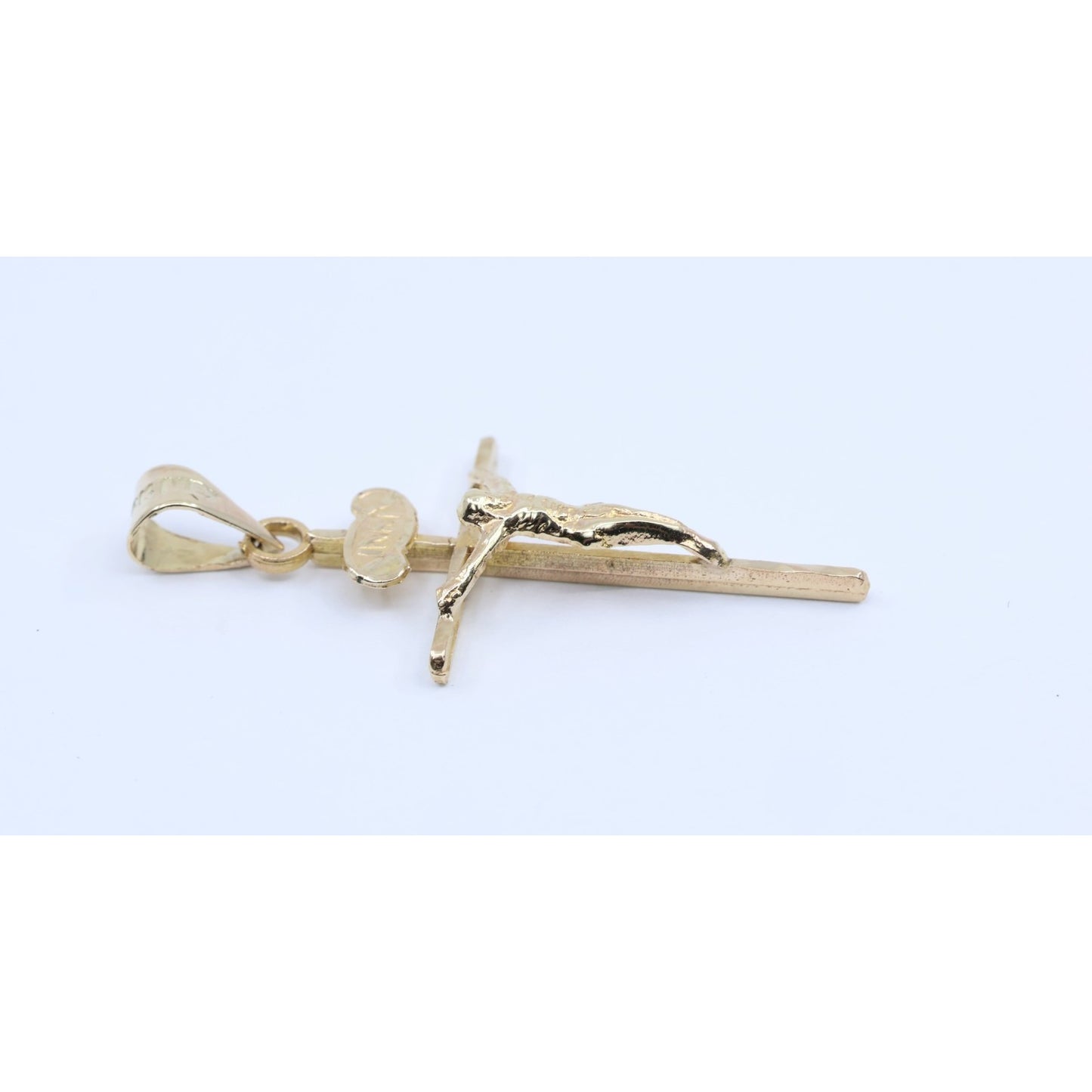 10K Yellow Gold Religious Jesus on Cross Charm Pendant