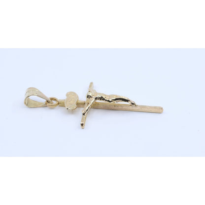 10K Yellow Gold Religious Jesus on Cross Charm Pendant