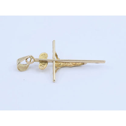 10K Yellow Gold Religious Jesus on Cross Charm Pendant