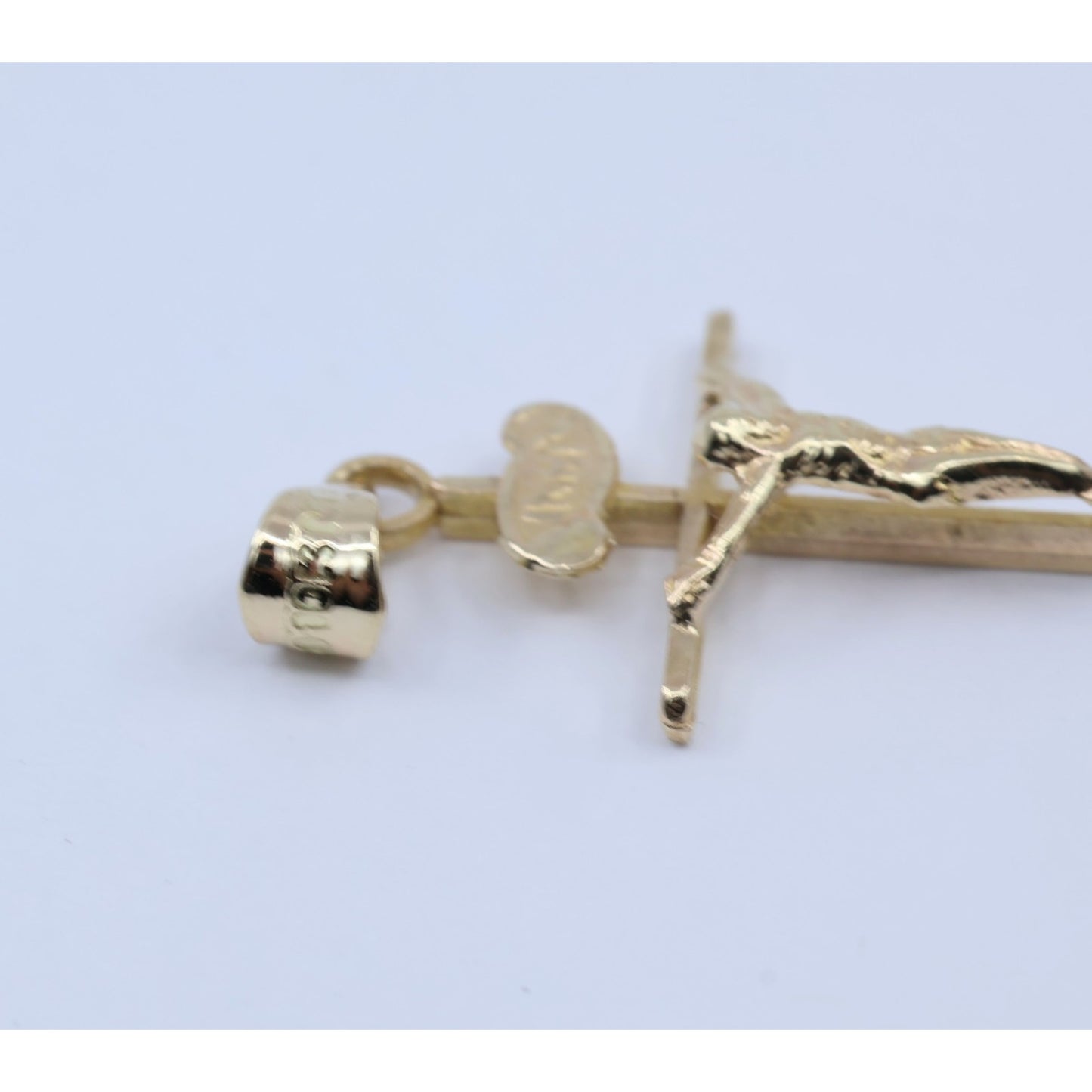 10K Yellow Gold Religious Jesus on Cross Charm Pendant