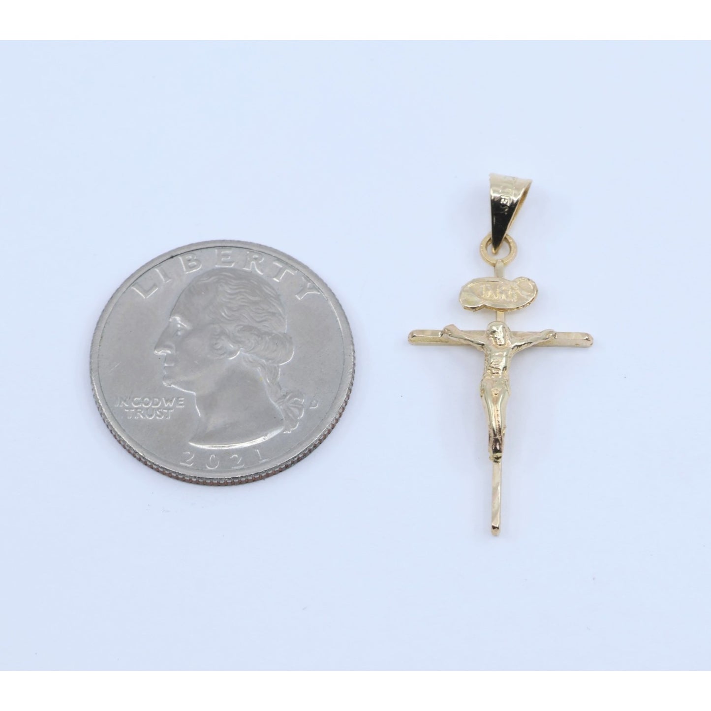 10K Yellow Gold Religious Jesus on Cross Charm Pendant