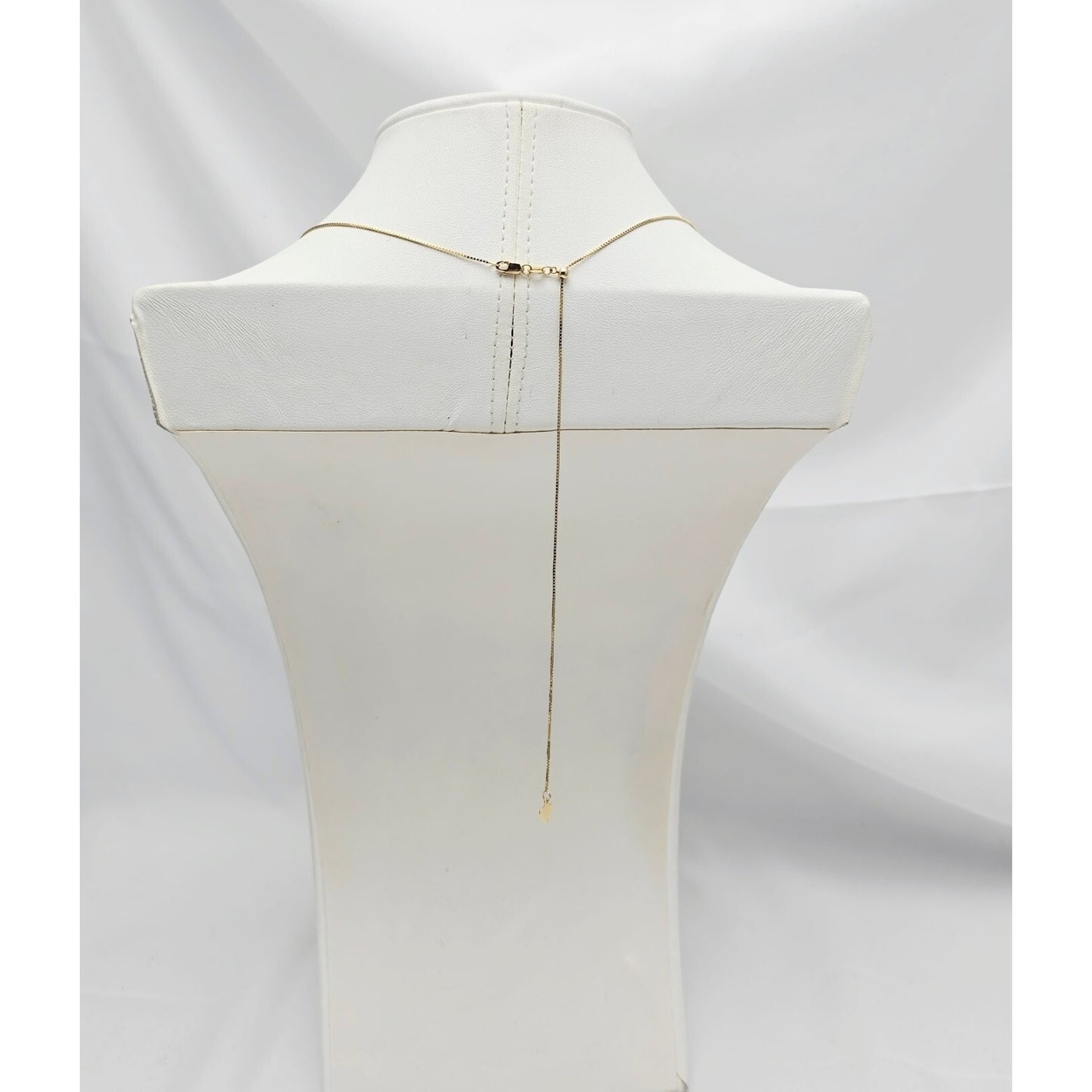 14K Yellow Gold Round Diamond Resizable Box Link Chain Necklace