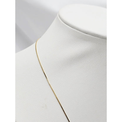 14K Yellow Gold Round Diamond Resizable Box Link Chain Necklace