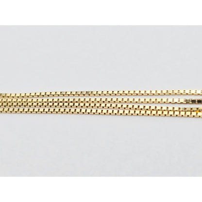 14K Yellow Gold Round Diamond Resizable Box Link Chain Necklace