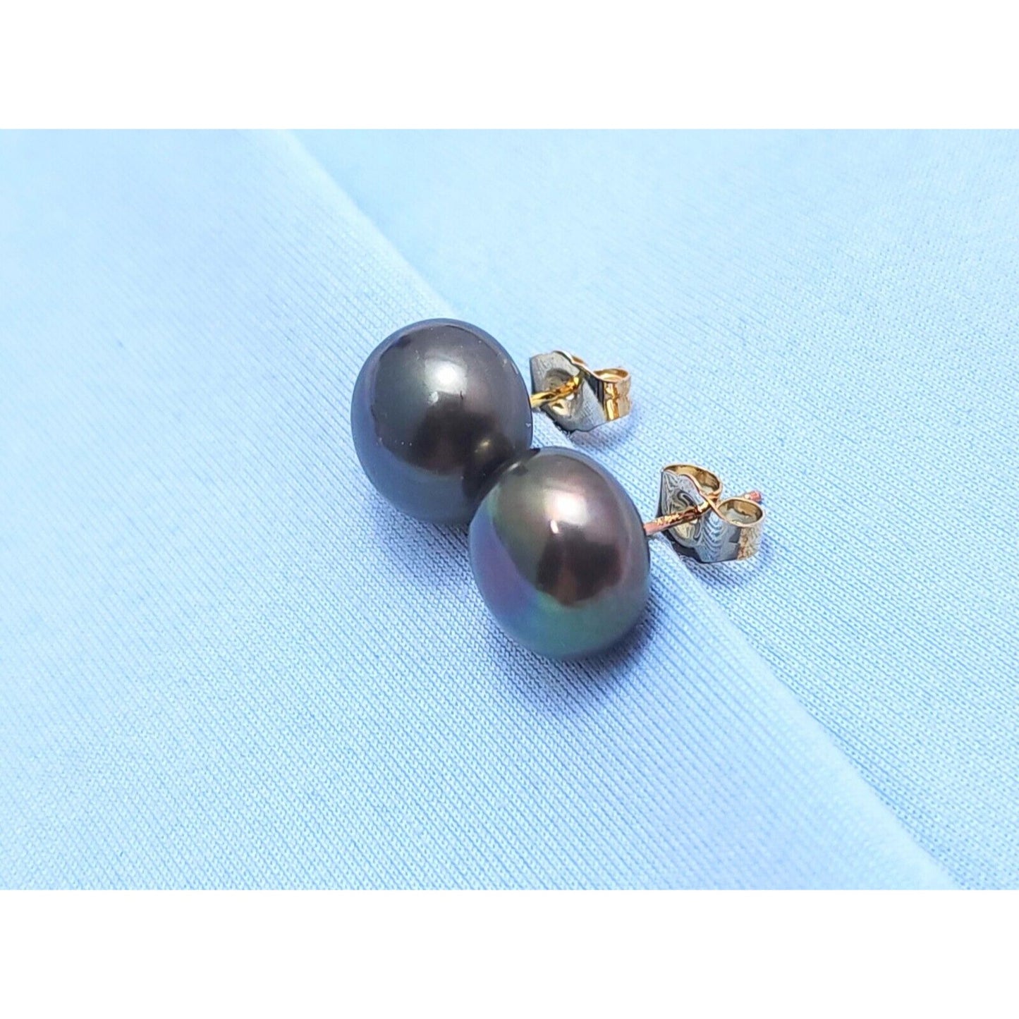 14K Yellow Gold Tahitian Pearl Stud Earrings