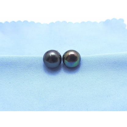 14K Yellow Gold Tahitian Pearl Stud Earrings