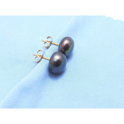 14K Yellow Gold Tahitian Pearl Stud Earrings