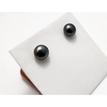 14K Yellow Gold Tahitian Pearl Stud Earrings