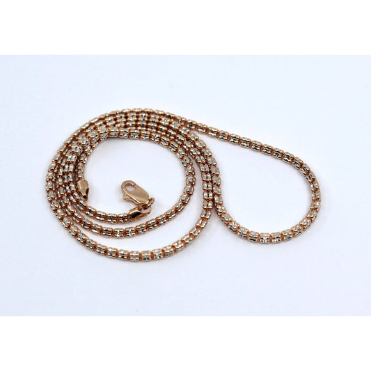 10K Two Tone Gold Diamond Cut Ice Link Chain Necklace