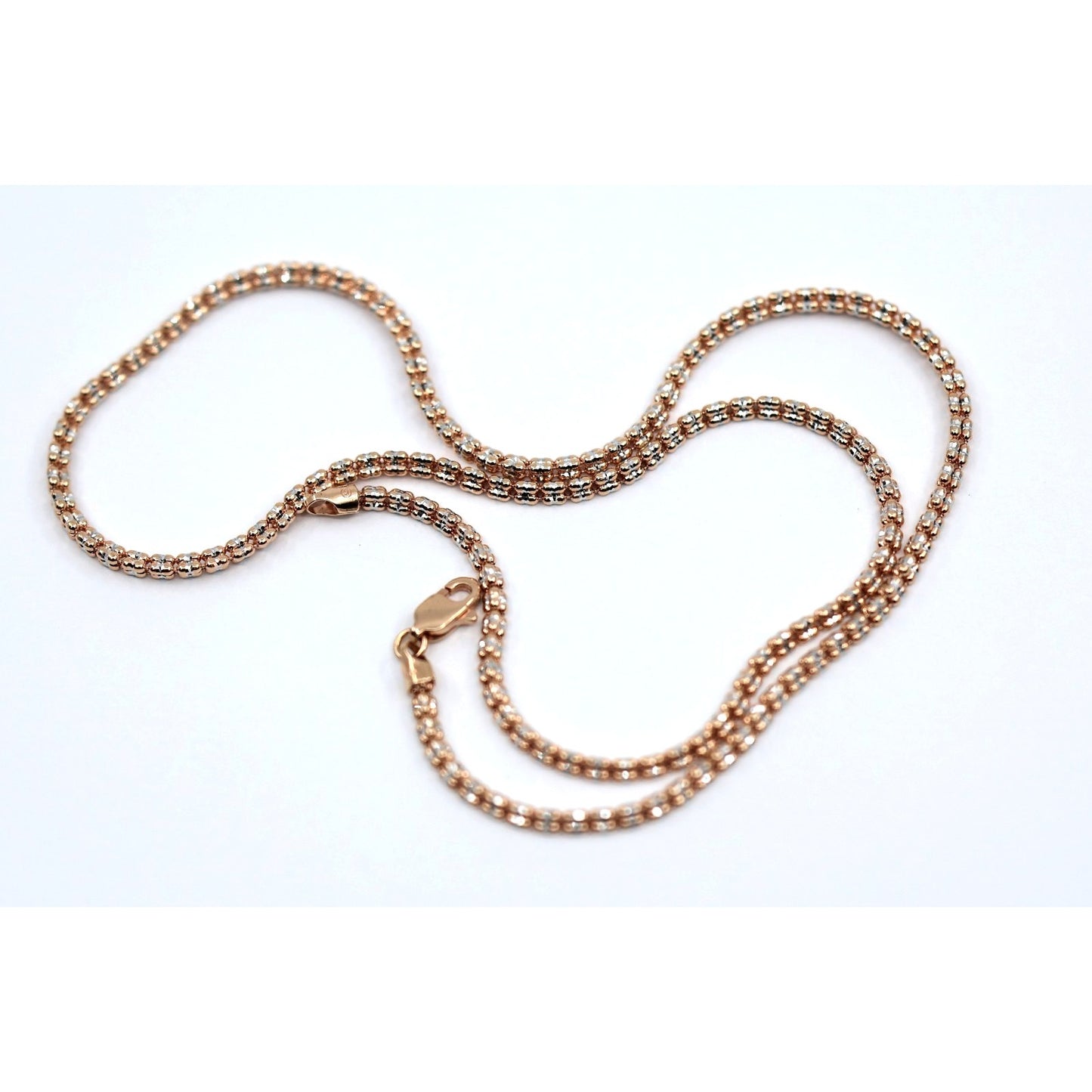 10K Two Tone Gold Diamond Cut Ice Link Chain Necklace