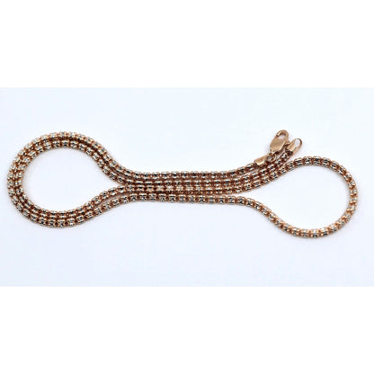 10K Two Tone Gold Diamond Cut Ice Link Chain Necklace