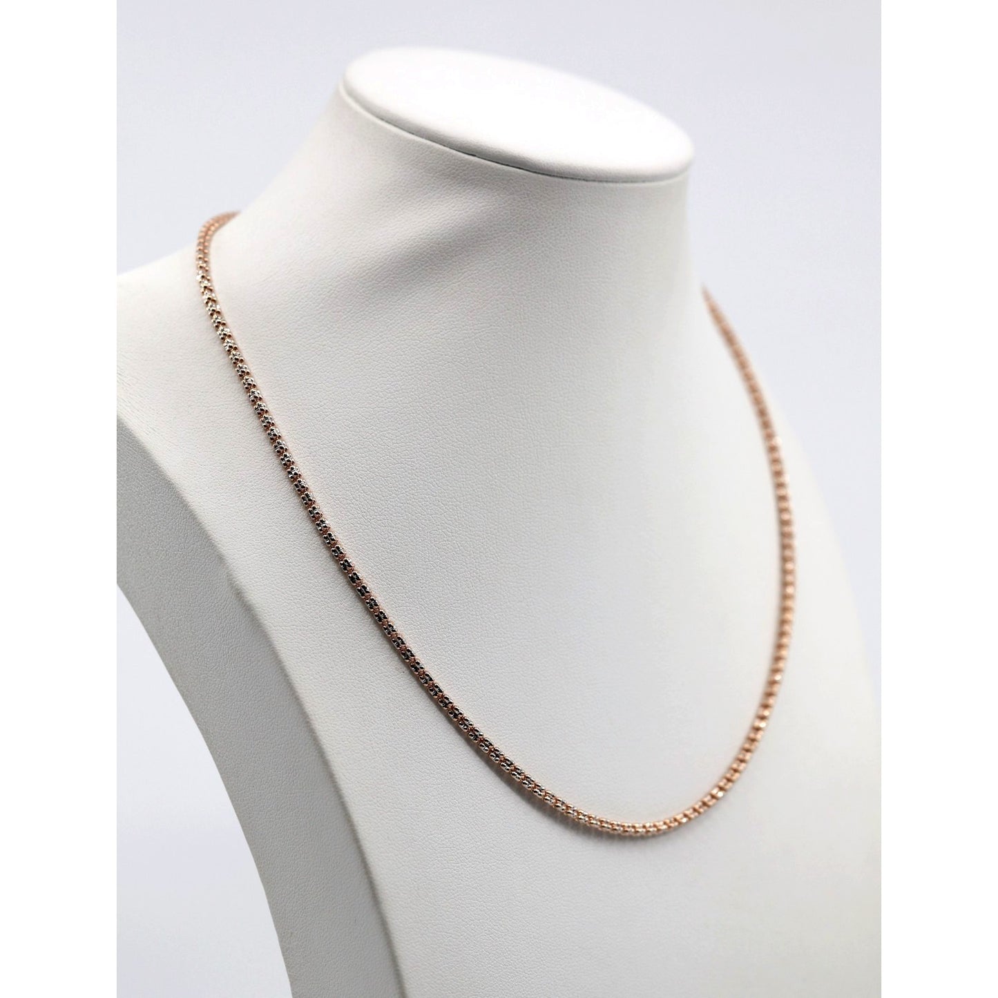 10K Two Tone Gold Diamond Cut Ice Link Chain Necklace