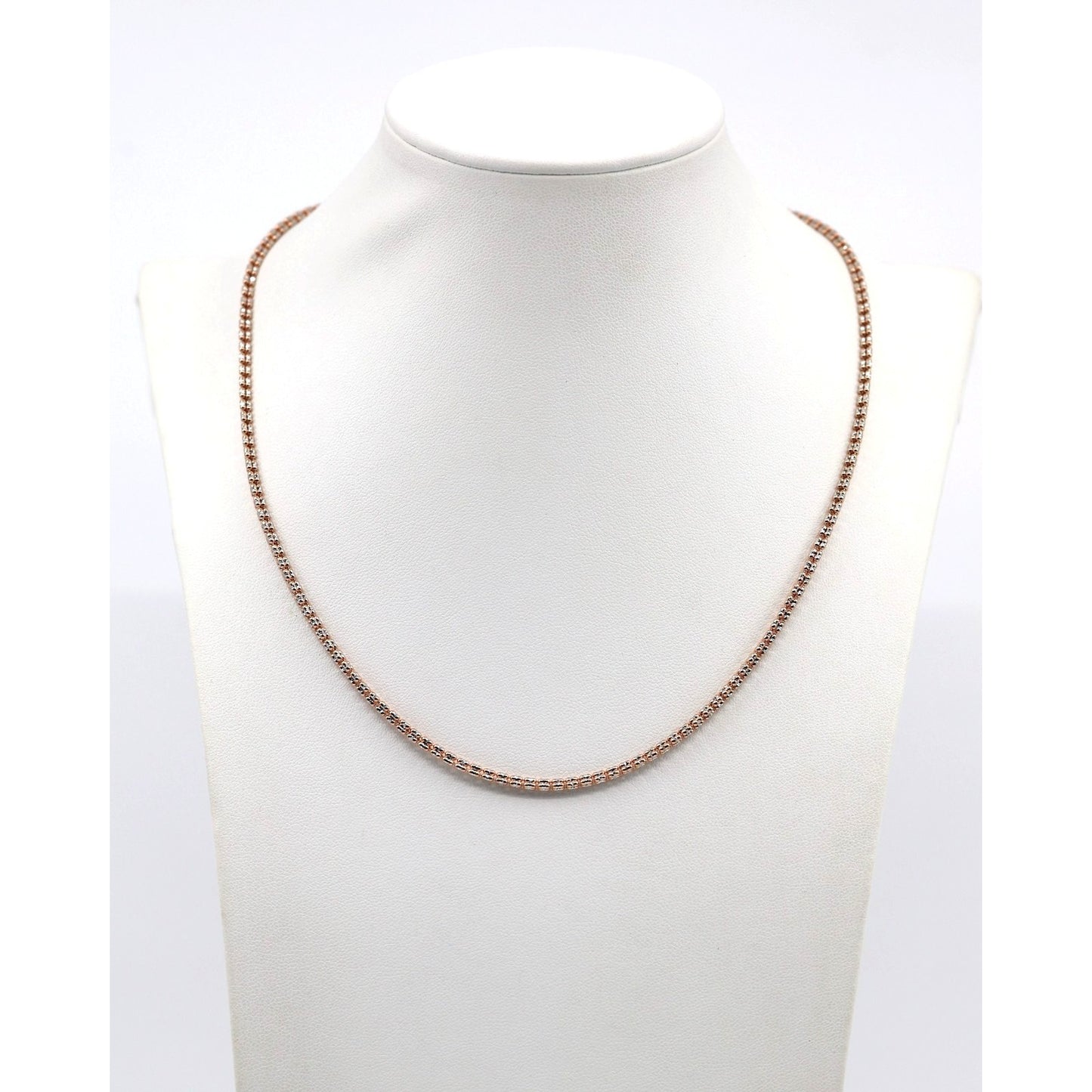 10K Two Tone Gold Diamond Cut Ice Link Chain Necklace
