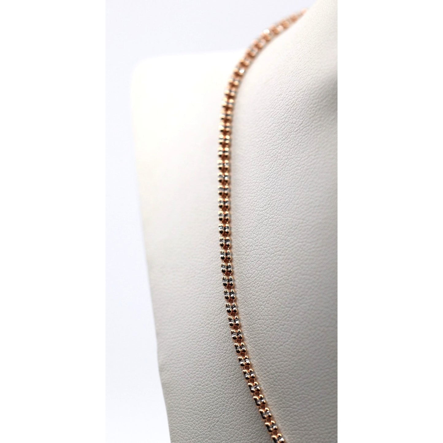 10K Two Tone Gold Diamond Cut Ice Link Chain Necklace
