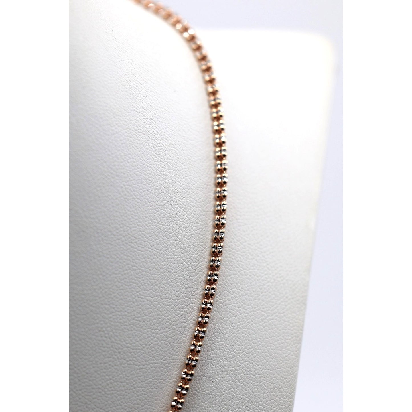 10K Two Tone Gold Diamond Cut Ice Link Chain Necklace