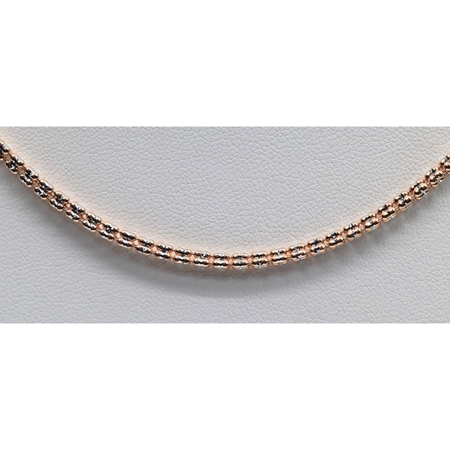10K Two Tone Gold Diamond Cut Ice Link Chain Necklace