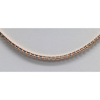 10K Two Tone Gold Diamond Cut Ice Link Chain Necklace
