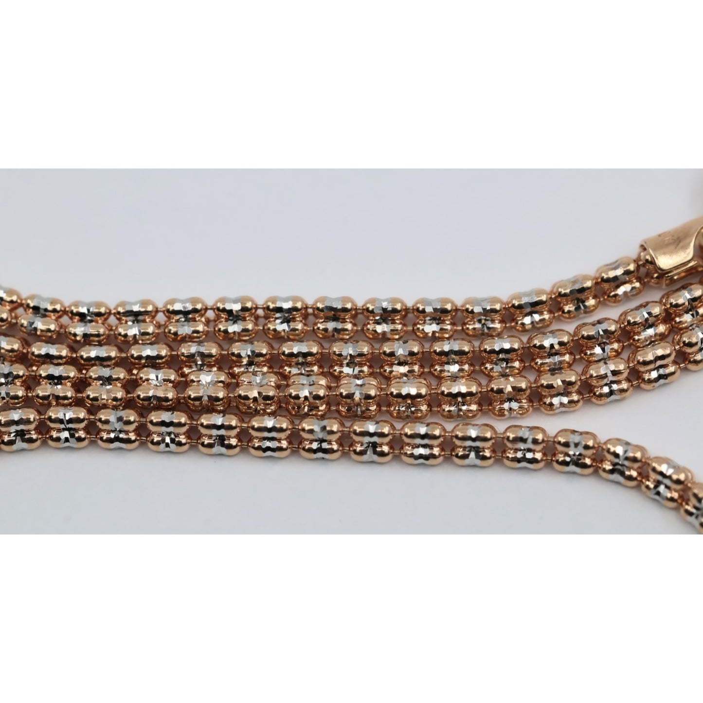 10K Two Tone Gold Diamond Cut Ice Link Chain Necklace