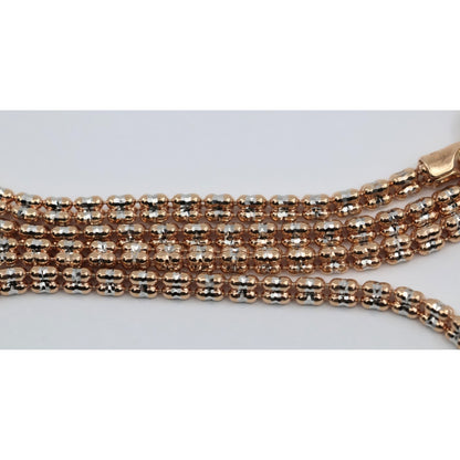 10K Two Tone Gold Diamond Cut Ice Link Chain Necklace