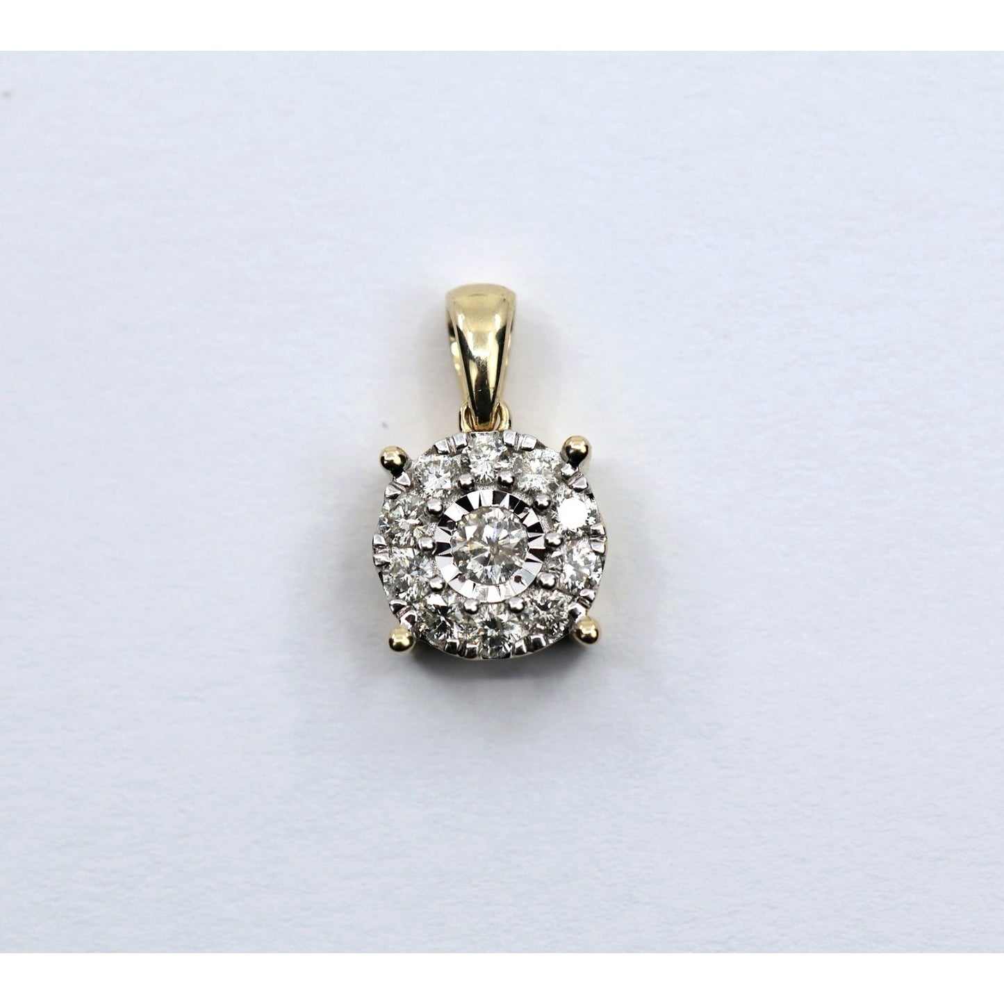 14K Yellow Gold Round Shaped Diamond Charm Pendant