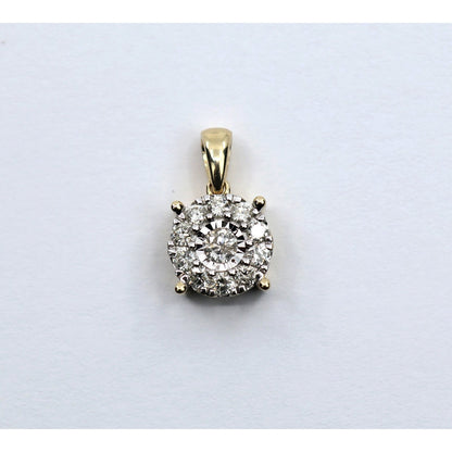 14K Yellow Gold Round Shaped Diamond Charm Pendant