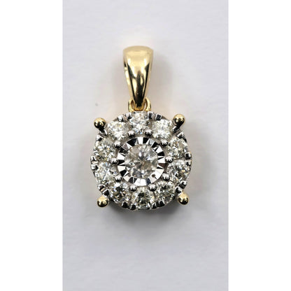 14K Yellow Gold Round Shaped Diamond Charm Pendant