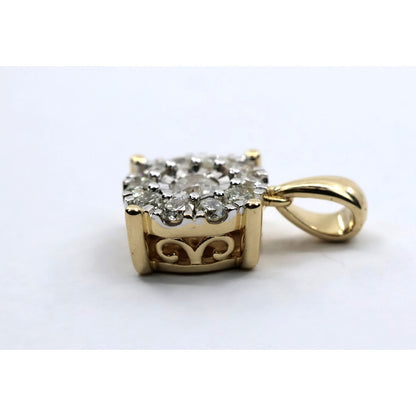 14K Yellow Gold Round Shaped Diamond Charm Pendant